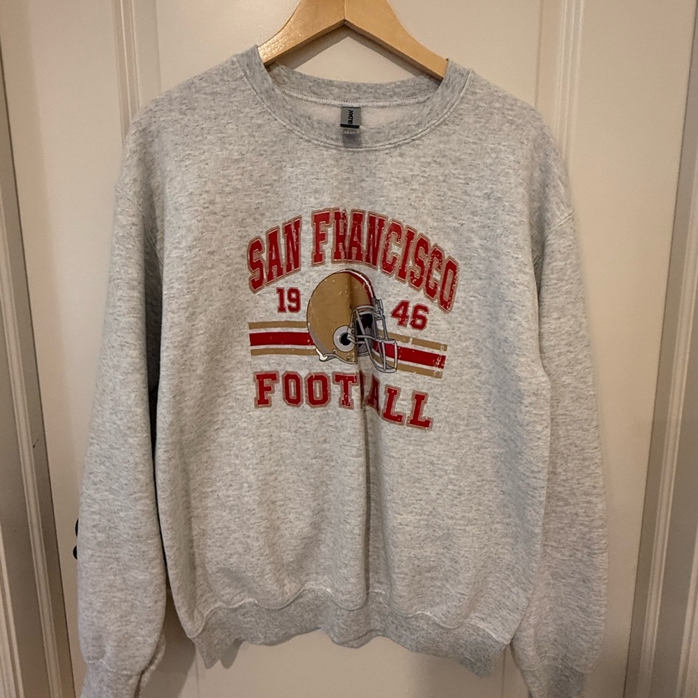 Gildan Gray San Francisco Football Crewneck Sweater